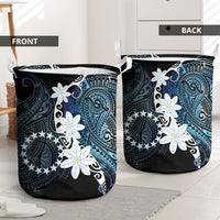 Cook Islands Maori Language Week Laundry Basket Tiare Maori Kuki Airani Blue Pattern