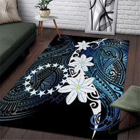 Cook Islands Maori Language Week Area Rug Tiare Maori Kuki Airani Blue Pattern