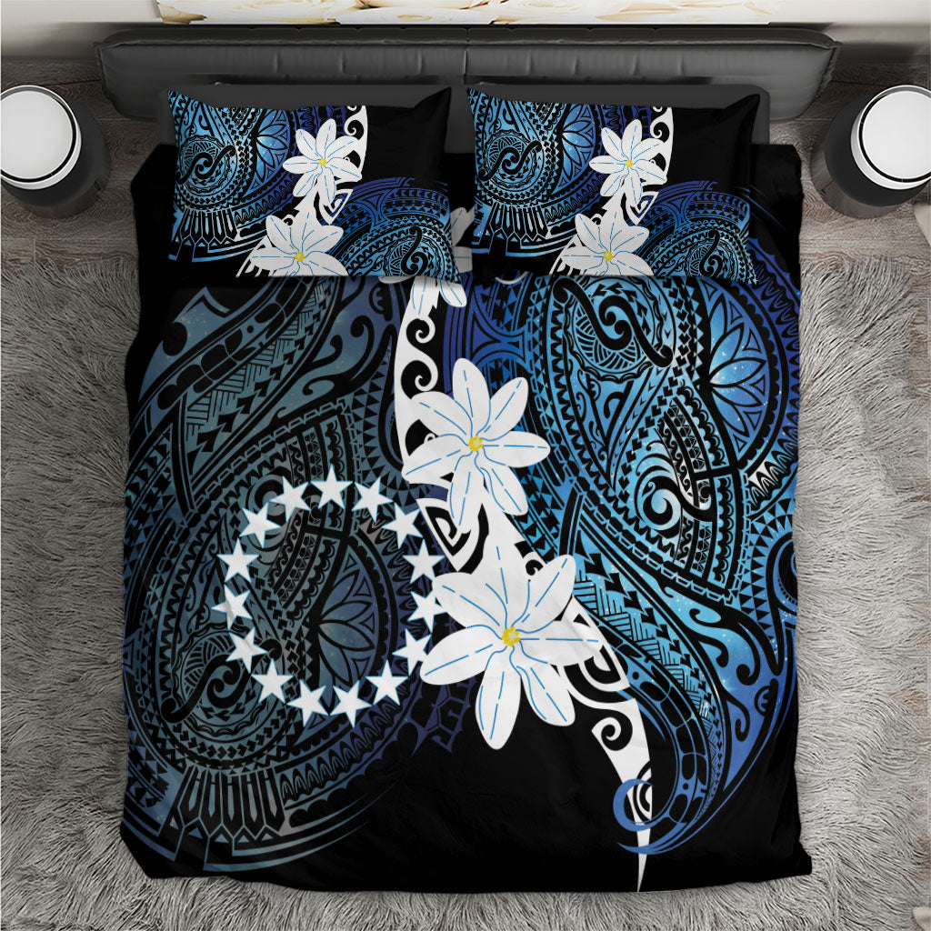 Cook Islands Maori Language Week Bedding Set Tiare Maori Kuki Airani Blue Pattern LT22 Blue - Polynesian Pride