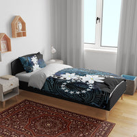 Cook Islands Maori Language Week Bedding Set Tiare Maori Kuki Airani Blue Pattern