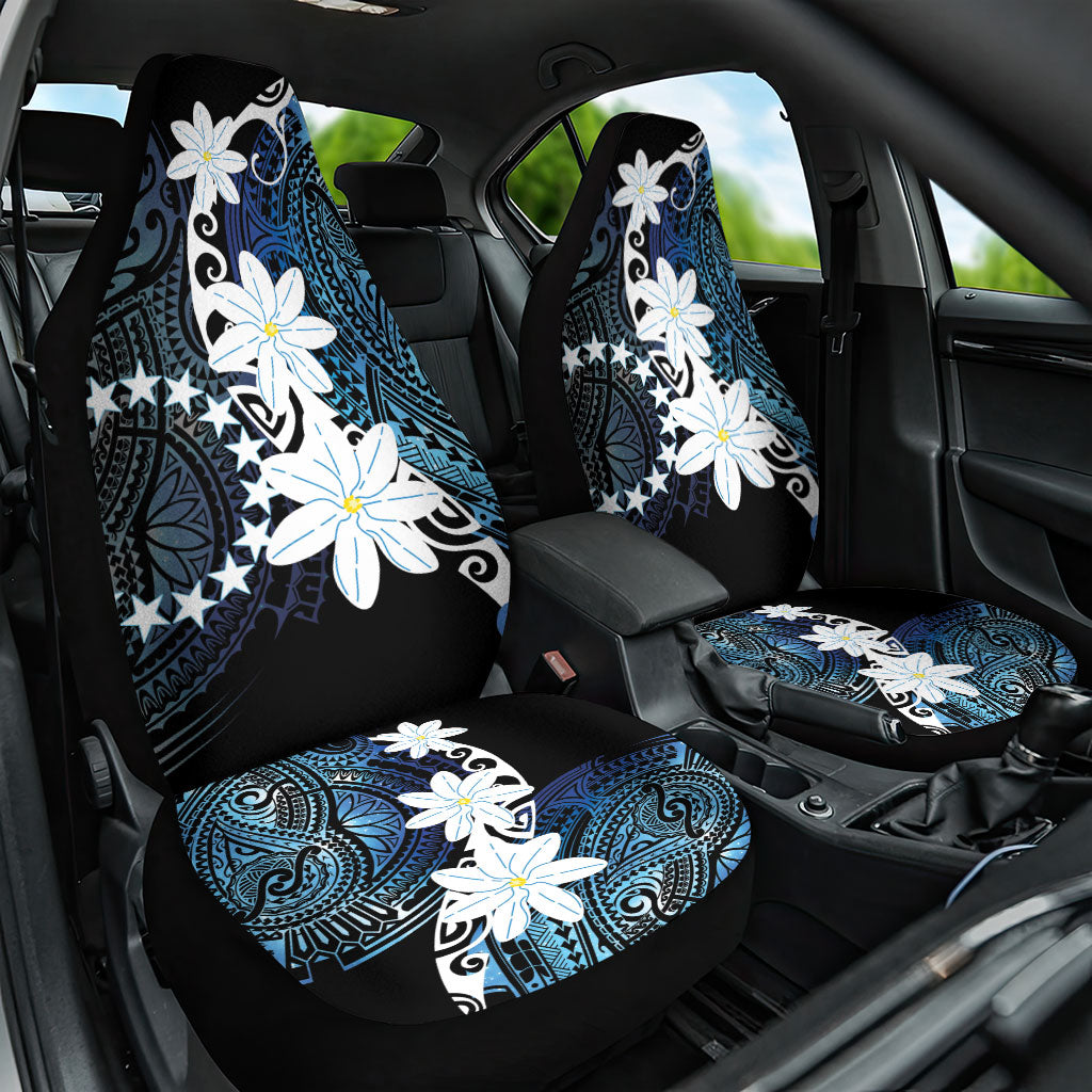 Cook Islands Maori Language Week Car Seat Cover Tiare Maori Kuki Airani Blue Pattern