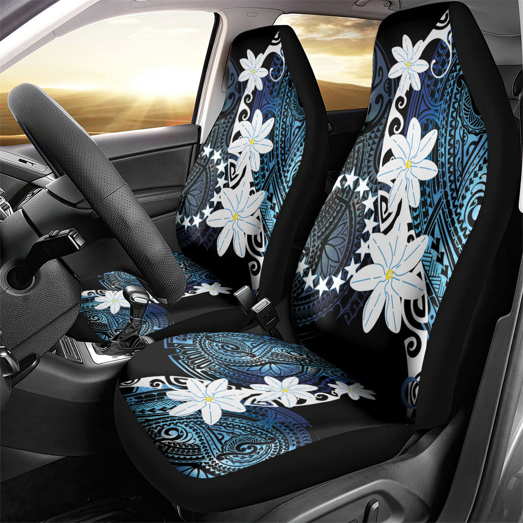 Cook Islands Maori Language Week Car Seat Cover Tiare Maori Kuki Airani Blue Pattern