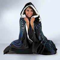 Cook Islands Maori Language Week Hooded Blanket Tiare Maori Kuki Airani Blue Pattern
