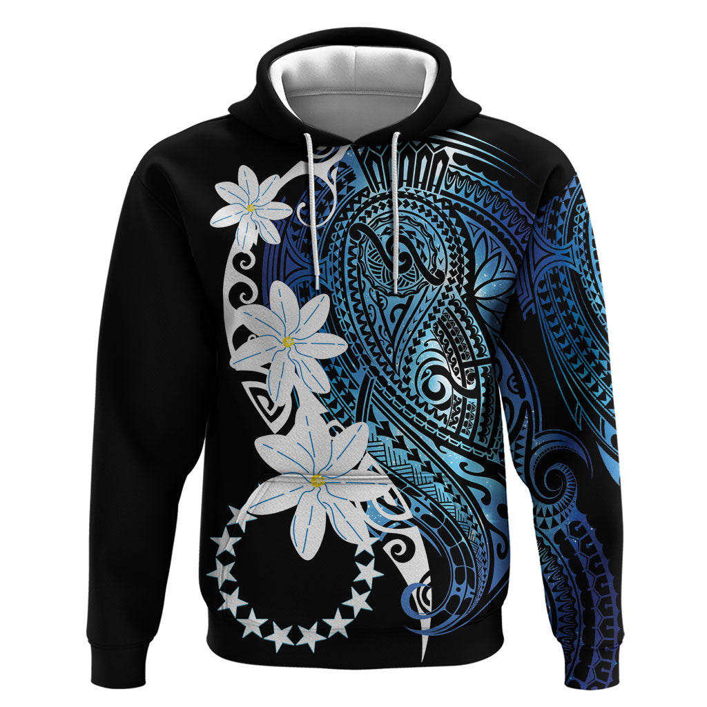 Cook Islands Maori Language Week Hoodie Tiare Maori Kuki Airani Blue Pattern