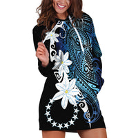 Cook Islands Maori Language Week Hoodie Dress Tiare Maori Kuki Airani Blue Pattern
