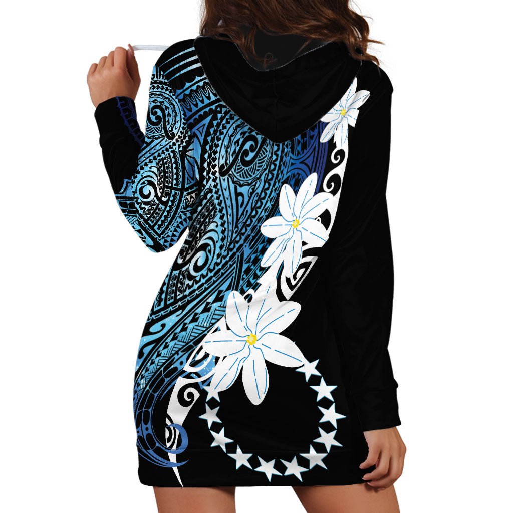 Cook Islands Maori Language Week Hoodie Dress Tiare Maori Kuki Airani Blue Pattern