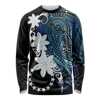Cook Islands Maori Language Week Long Sleeve Shirt Tiare Maori Kuki Airani Blue Pattern