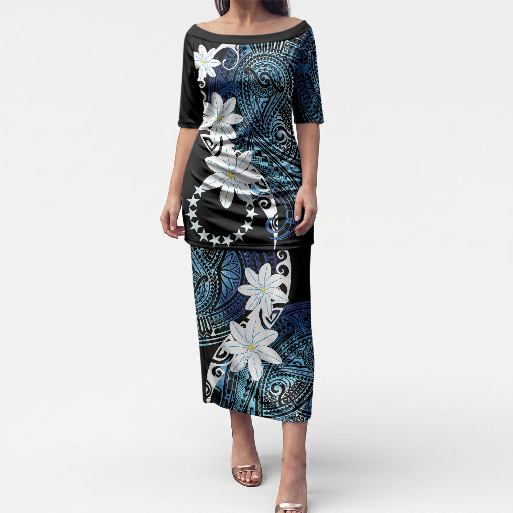 Cook Islands Maori Language Week Puletasi Tiare Maori Kuki Airani Blue Pattern