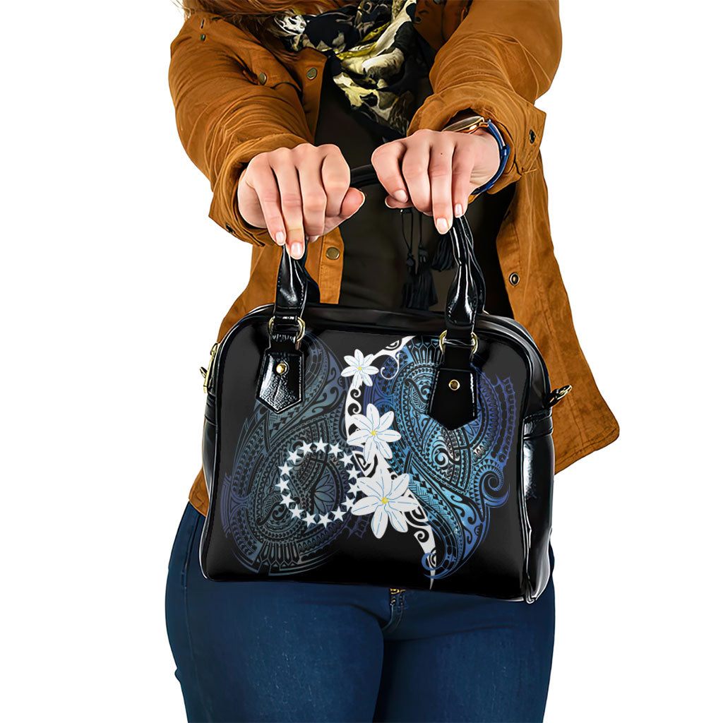 Cook Islands Maori Language Week Shoulder Handbag Tiare Maori Kuki Airani Blue Pattern