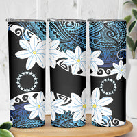 Cook Islands Maori Language Week Skinny Tumbler Tiare Maori Kuki Airani Blue Pattern
