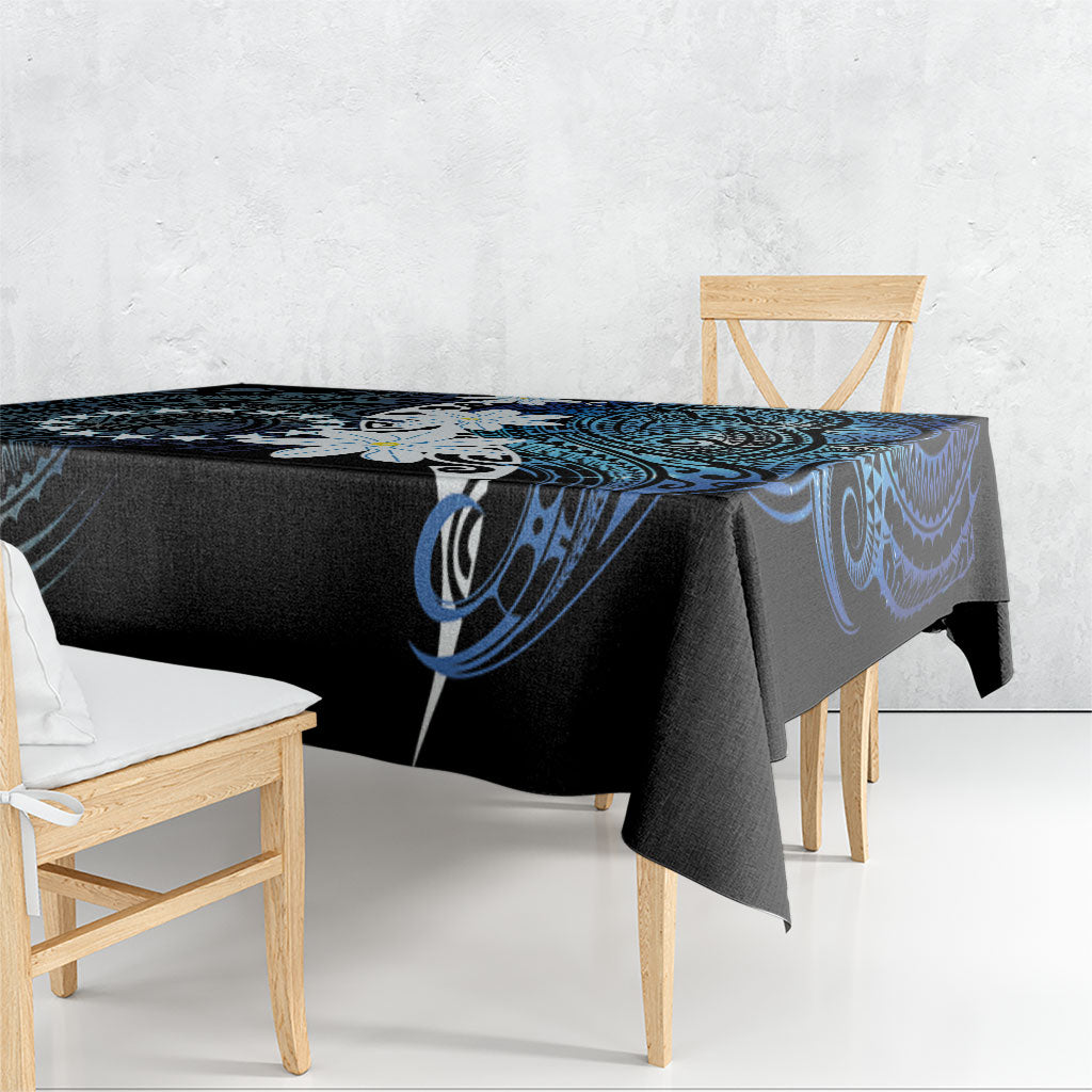 Cook Islands Maori Language Week Tablecloth Tiare Maori Kuki Airani Blue Pattern