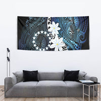 Cook Islands Maori Language Week Tapestry Tiare Maori Kuki Airani Blue Pattern