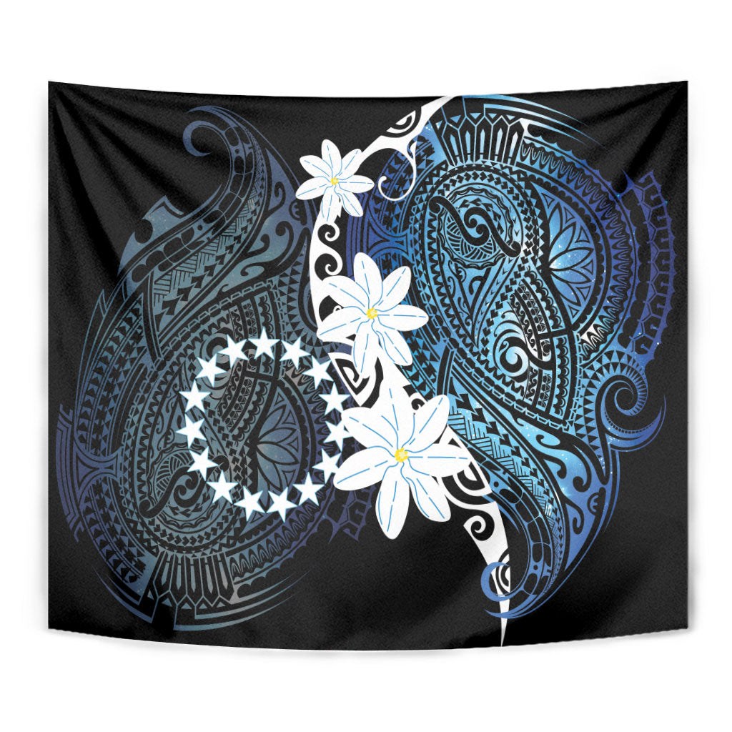 Cook Islands Maori Language Week Tapestry Tiare Maori Kuki Airani Blue Pattern