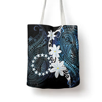 Cook Islands Maori Language Week Tote Bag Tiare Maori Kuki Airani Blue Pattern