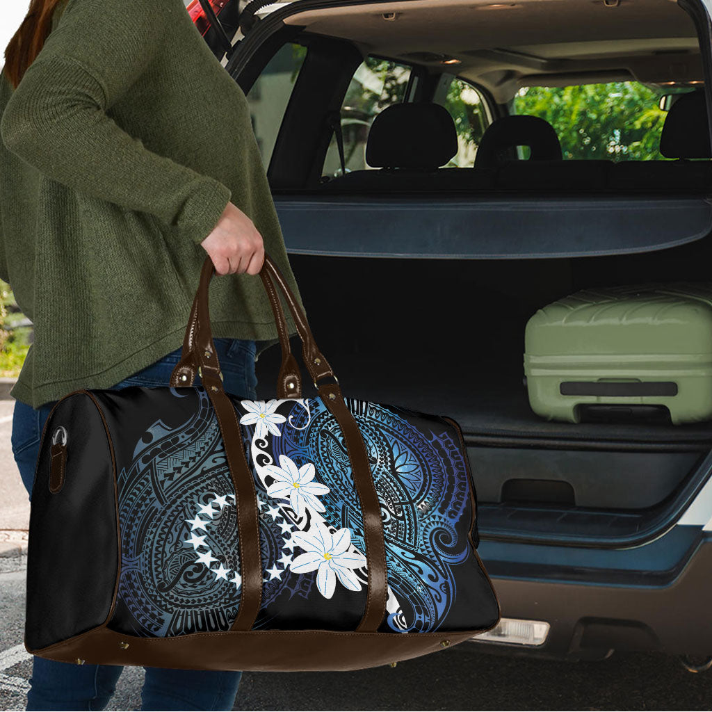 Cook Islands Maori Language Week Travel Bag Tiare Maori Kuki Airani Blue Pattern