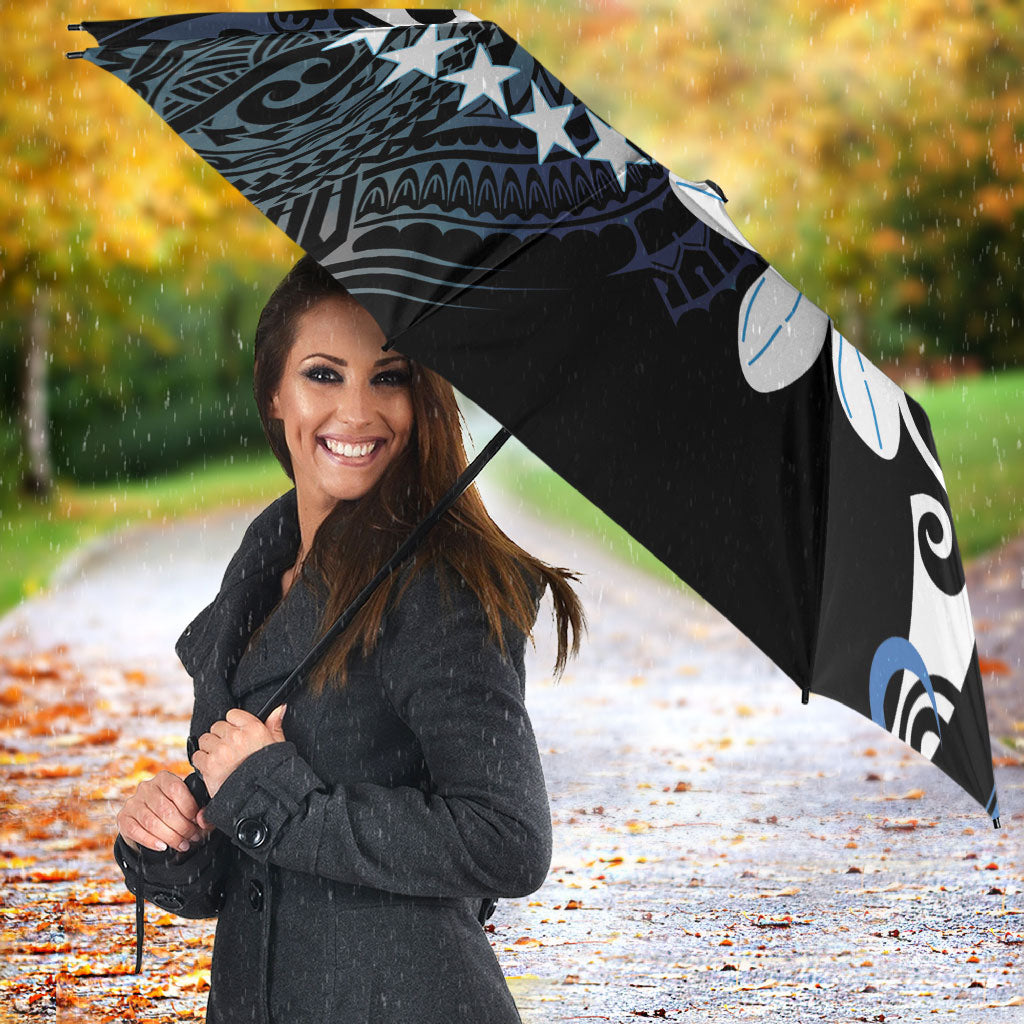 Cook Islands Maori Language Week Umbrella Tiare Maori Kuki Airani Blue Pattern