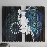 Cook Islands Maori Language Week Window Curtain Tiare Maori Kuki Airani Blue Pattern