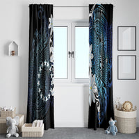 Cook Islands Maori Language Week Window Curtain Tiare Maori Kuki Airani Blue Pattern