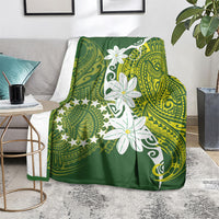 Cook Islands Maori Language Week Blanket Tiare Maori Kuki Airani Green Pattern