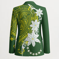 Cook Islands Maori Language Week Blazer Tiare Maori Kuki Airani Green Pattern