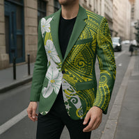 Cook Islands Maori Language Week Blazer Tiare Maori Kuki Airani Green Pattern