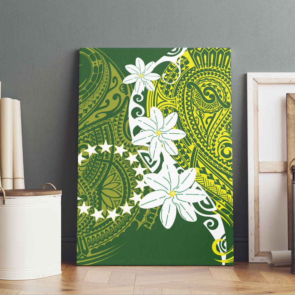Cook Islands Maori Language Week Canvas Wall Art Tiare Maori Kuki Airani Green Pattern