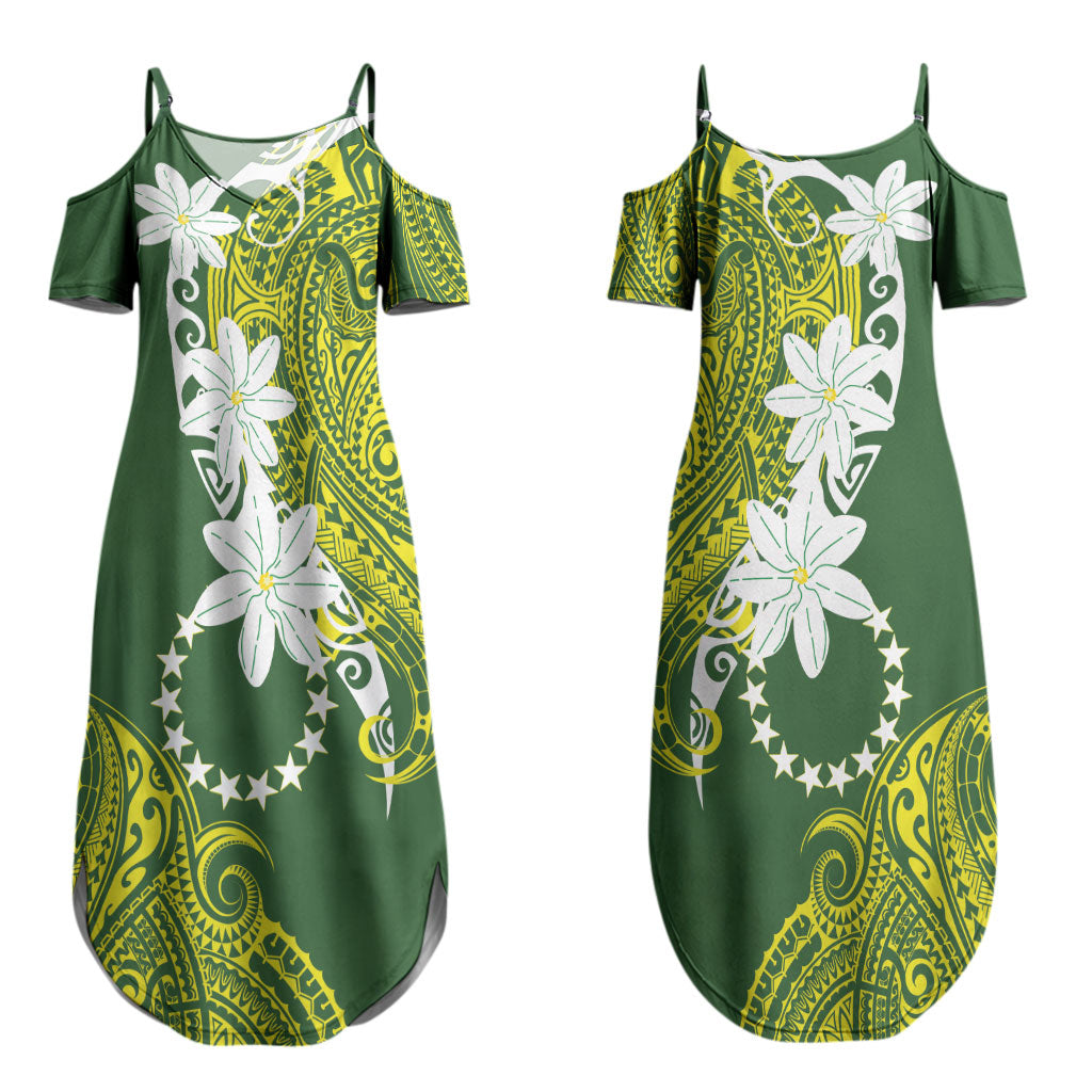 Cook Islands Maori Language Week Couples Matching Summer Maxi Dress and Long Sleeve Button Shirt Tiare Maori Kuki Airani Green Pattern