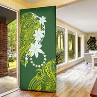 Cook Islands Maori Language Week Door Cover Tiare Maori Kuki Airani Green Pattern