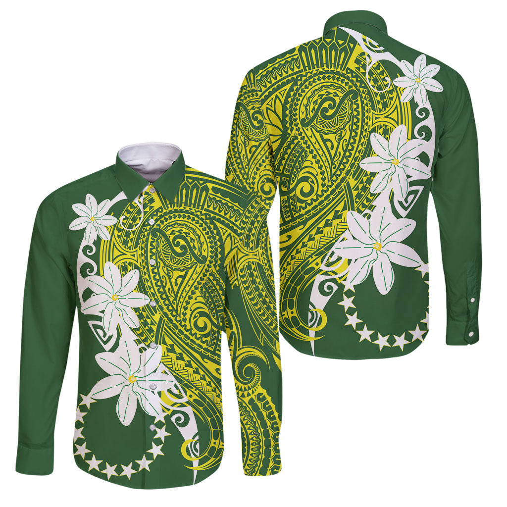 Cook Islands Maori Language Week Family Matching Long Sleeve Bodycon Dress and Hawaiian Shirt Tiare Maori Kuki Airani Green Pattern