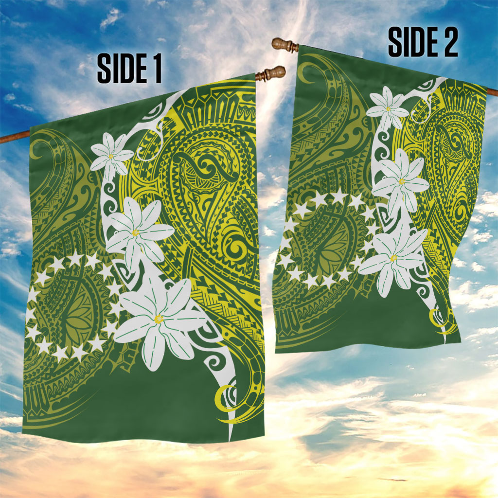 Cook Islands Maori Language Week Garden Flag Tiare Maori Kuki Airani Green Pattern