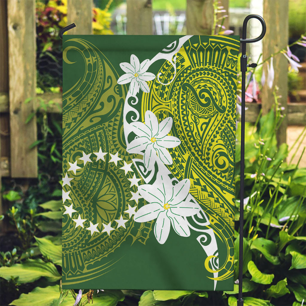 Cook Islands Maori Language Week Garden Flag Tiare Maori Kuki Airani Green Pattern