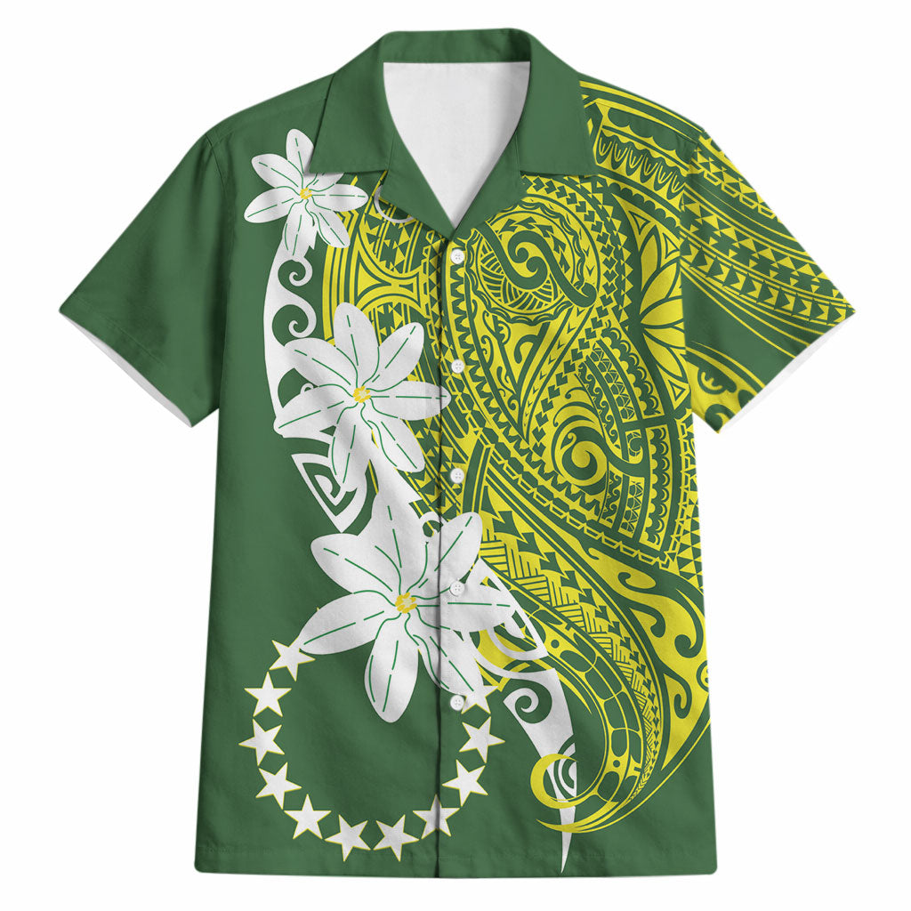 Cook Islands Maori Language Week Hawaiian Shirt Tiare Maori Kuki Airani Green Pattern