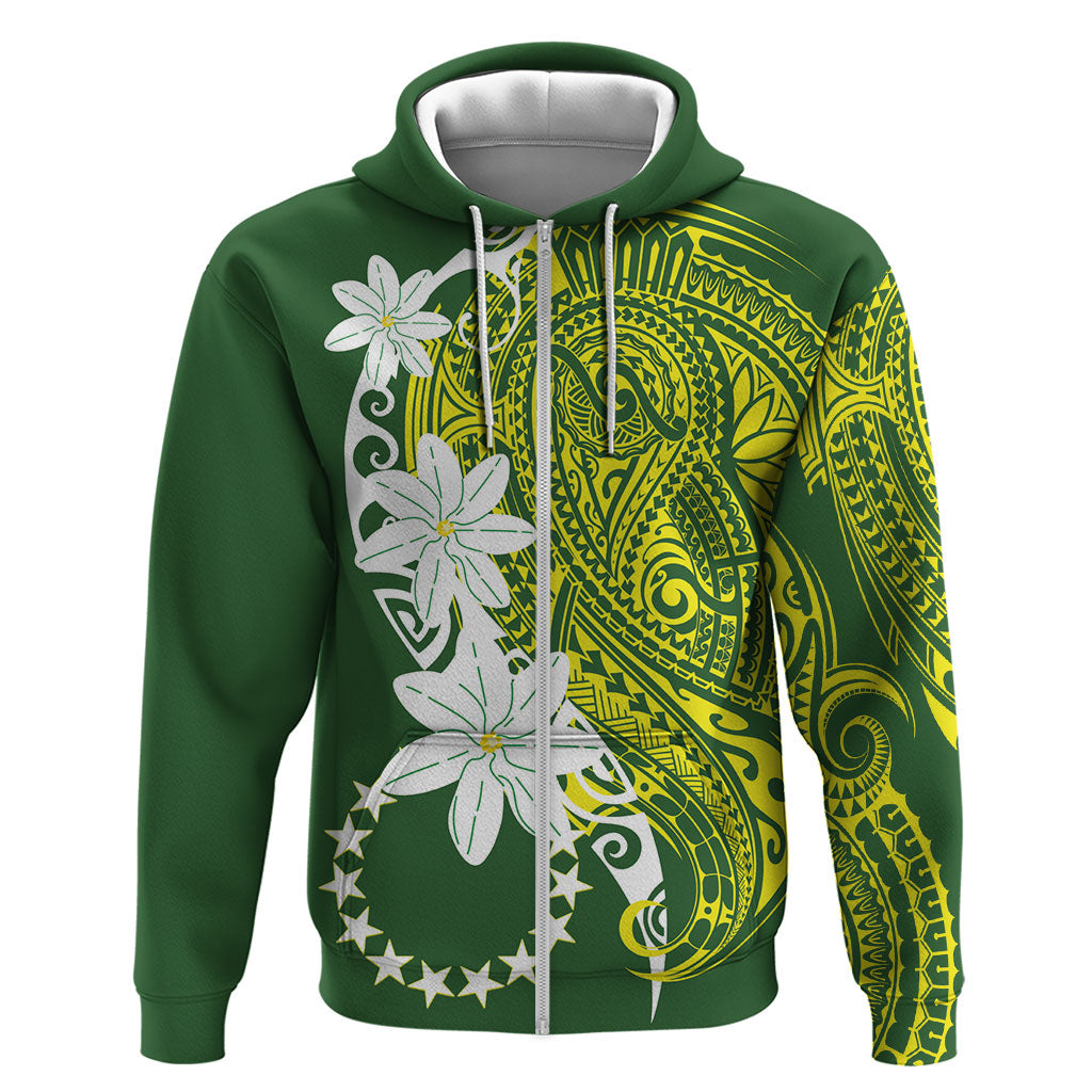 Cook Islands Maori Language Week Hoodie Tiare Maori Kuki Airani Green Pattern