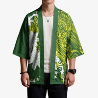 Cook Islands Maori Language Week Kimono Tiare Maori Kuki Airani Green Pattern