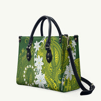 Cook Islands Maori Language Week Leather Bag Tiare Maori Kuki Airani Green Pattern