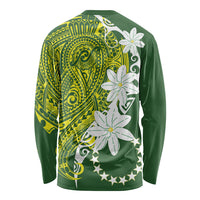 Cook Islands Maori Language Week Long Sleeve Shirt Tiare Maori Kuki Airani Green Pattern