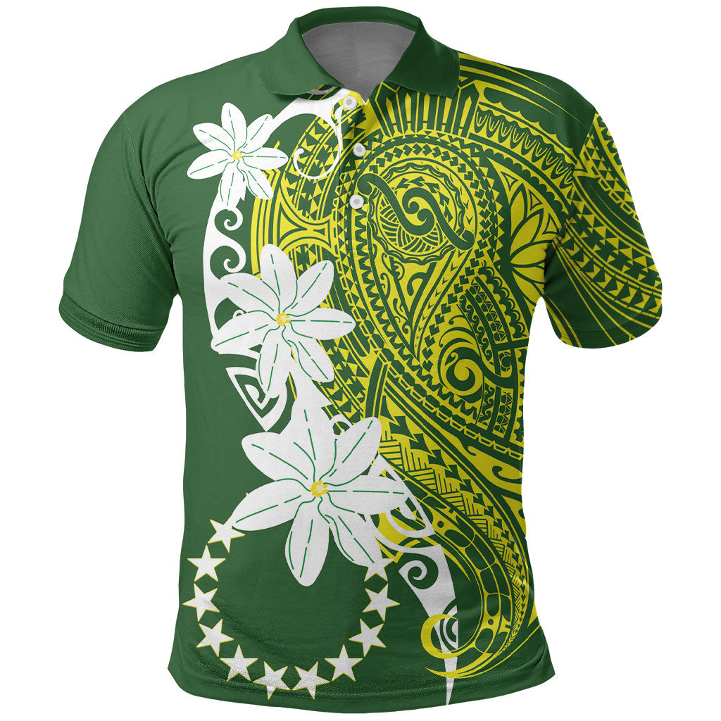 Cook Islands Maori Language Week Polo Shirt Tiare Maori Kuki Airani Green Pattern