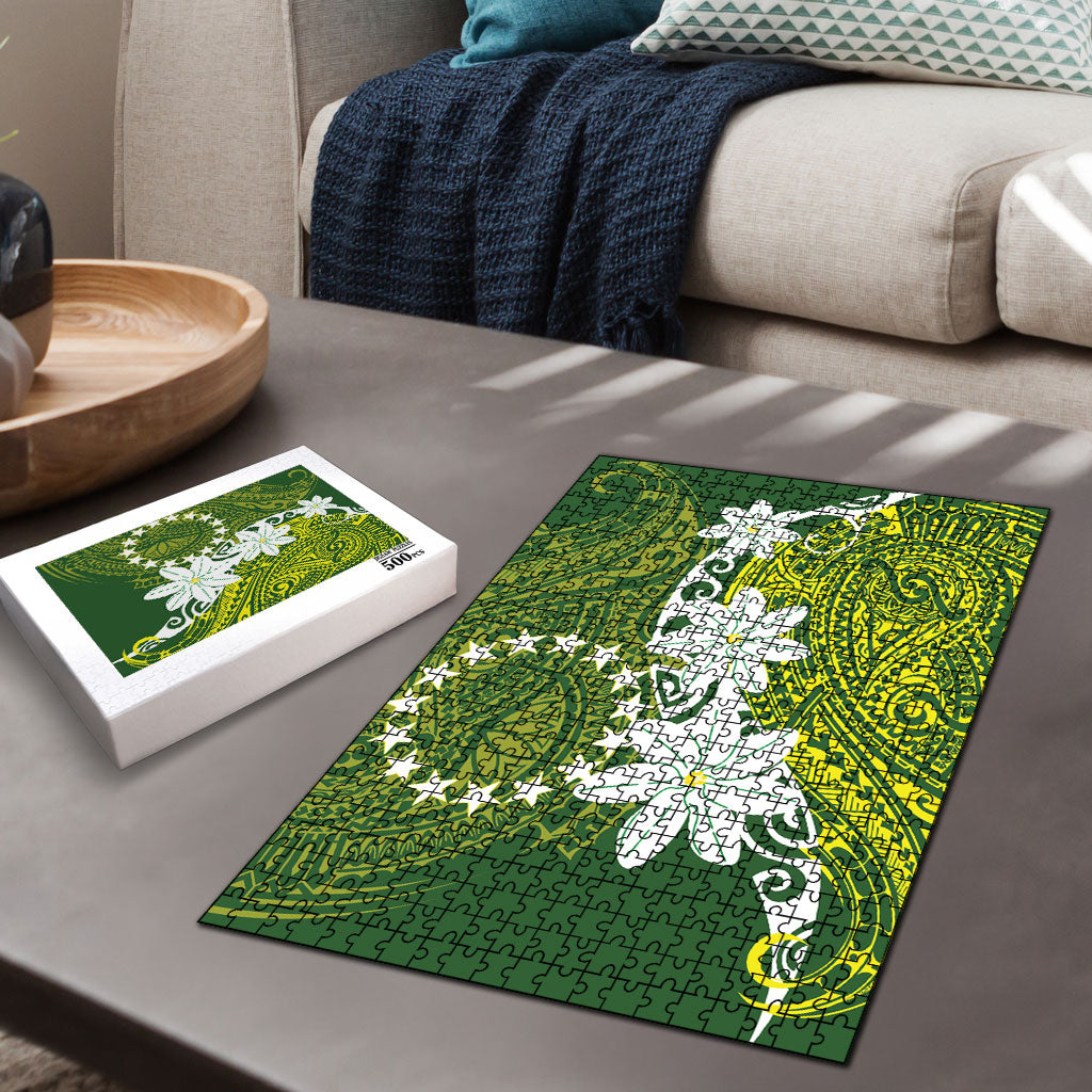 Cook Islands Maori Language Week Puzzle Tiare Maori Kuki Airani Green Pattern