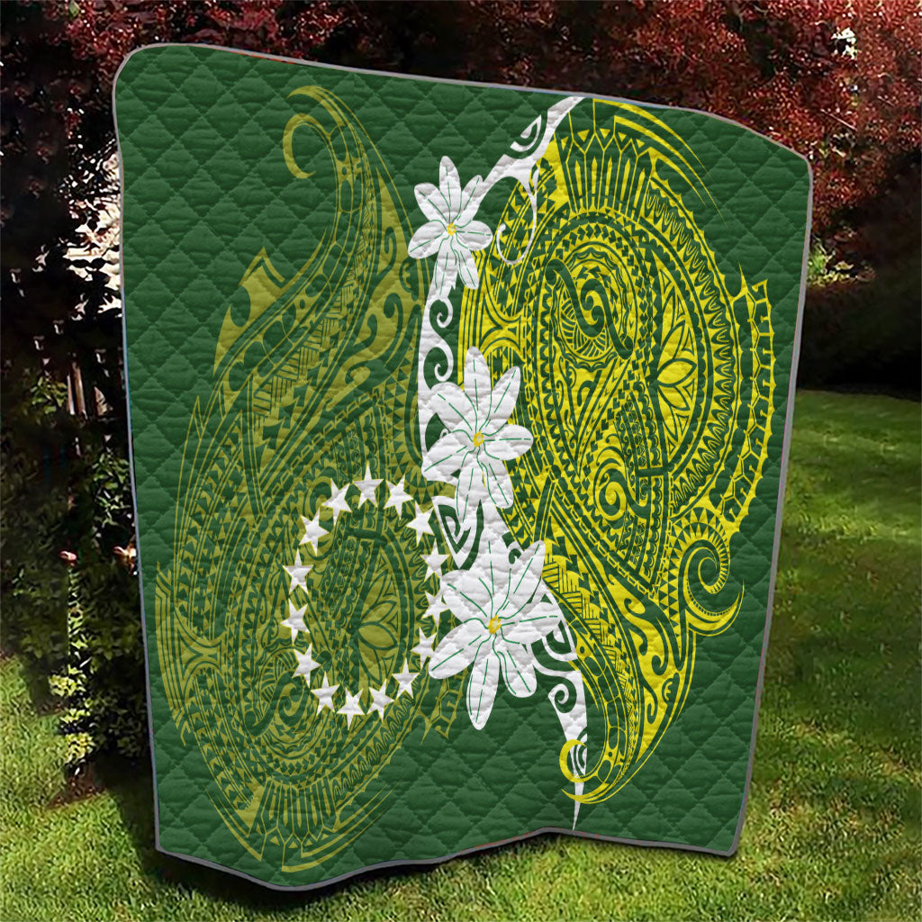 Cook Islands Maori Language Week Quilt Tiare Maori Kuki Airani Green Pattern