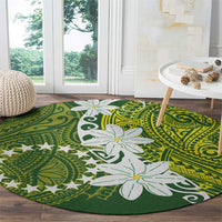Cook Islands Maori Language Week Round Carpet Tiare Maori Kuki Airani Green Pattern