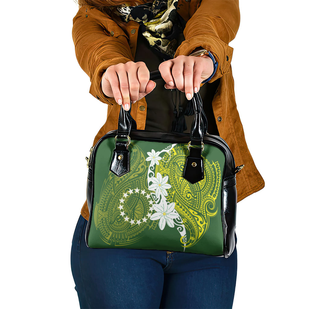 Cook Islands Maori Language Week Shoulder Handbag Tiare Maori Kuki Airani Green Pattern