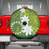 Cook Islands Maori Language Week Spare Tire Cover Tiare Maori Kuki Airani Green Pattern