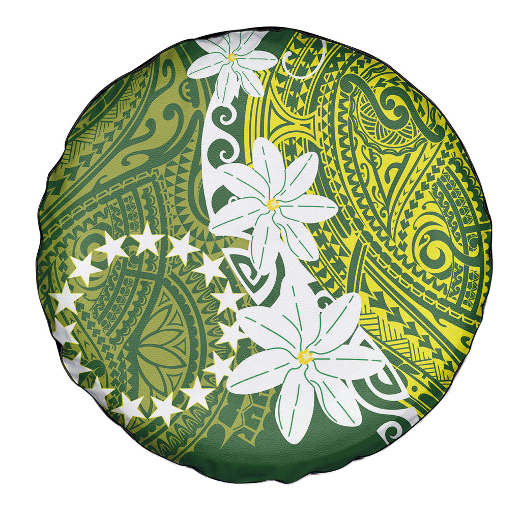 Cook Islands Maori Language Week Spare Tire Cover Tiare Maori Kuki Airani Green Pattern