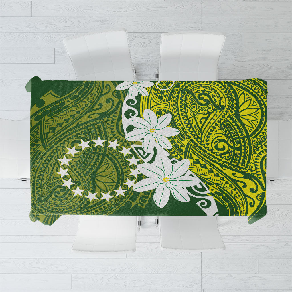 Cook Islands Maori Language Week Tablecloth Tiare Maori Kuki Airani Green Pattern
