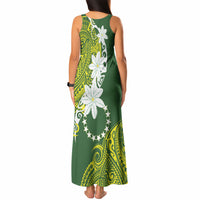 Cook Islands Maori Language Week Tank Maxi Dress Tiare Maori Kuki Airani Green Pattern