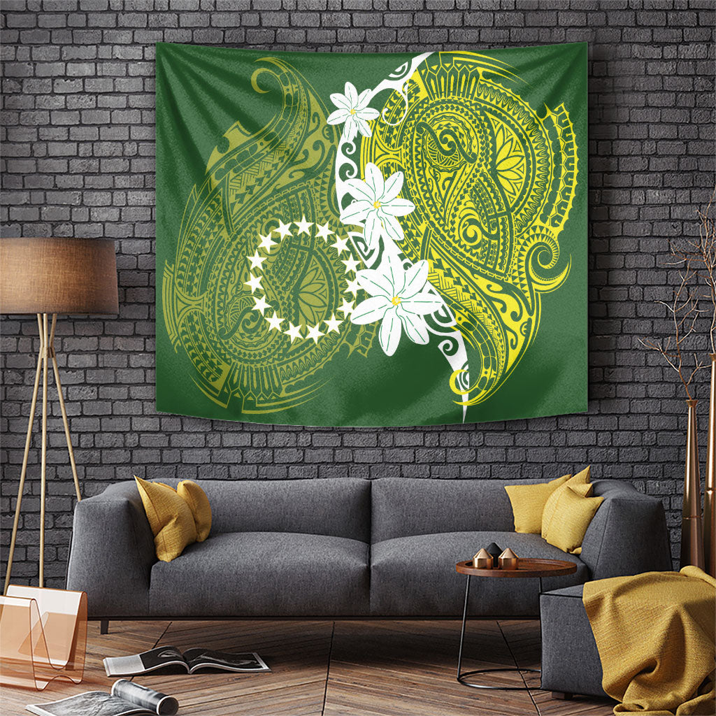 Cook Islands Maori Language Week Tapestry Tiare Maori Kuki Airani Green Pattern LT22 Green - Polynesian Pride