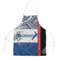 Personalised Cycling New Zealand Apron Aotearoa Map Fern Maori Pattern