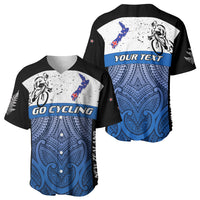 Personalised Cycling New Zealand Baseball Jersey Aotearoa Map Fern Maori Pattern