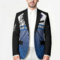Personalised Cycling New Zealand Blazer Aotearoa Map Fern Maori Pattern