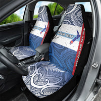 Personalised Cycling New Zealand Car Seat Cover Aotearoa Map Fern Maori Pattern